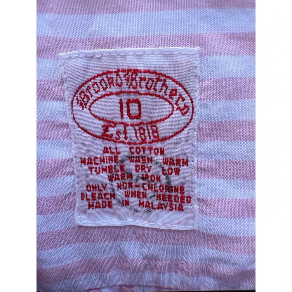 Brooks Brothers Pink White Striped Cotton Button Down Shirt Womens 10 LS